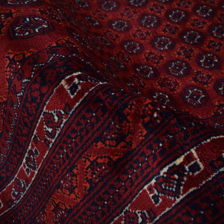 Red Afghan Khoja Roshnai Rug 6' 8" x 9' 5" Hand-Knotted | No. AL80573