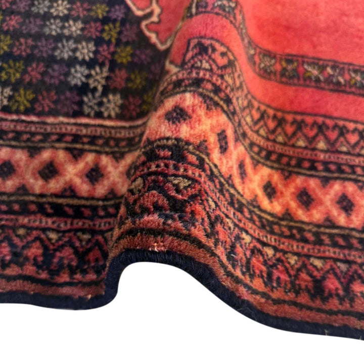 Red Afghan Prayer Rug 3' 3" x 3' 10" Hand-Knotted | No. AL80632