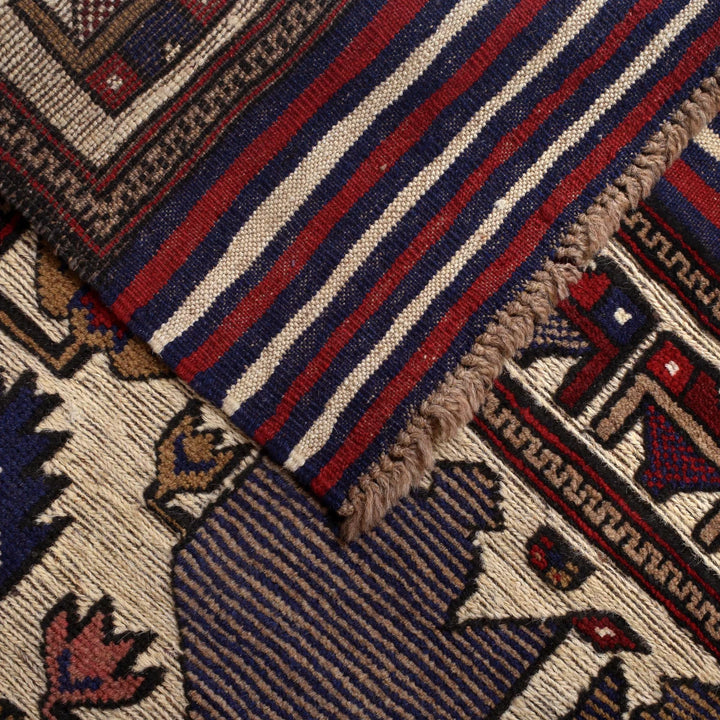 Beige Afghan Barjasta Rug 4' " x 5' 4" Hand-Knotted | No. AL80636