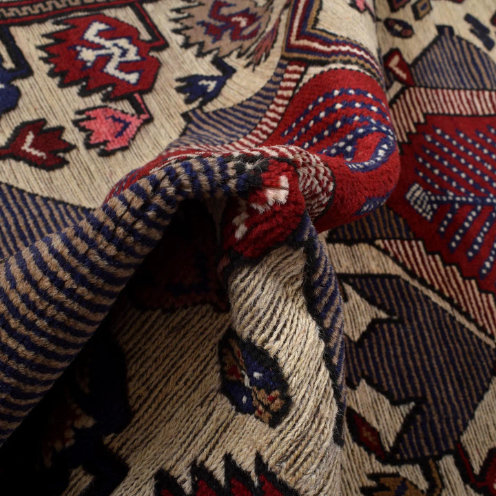 Beige Afghan Barjasta Rug 4' " x 5' 4" Hand-Knotted | No. AL80636