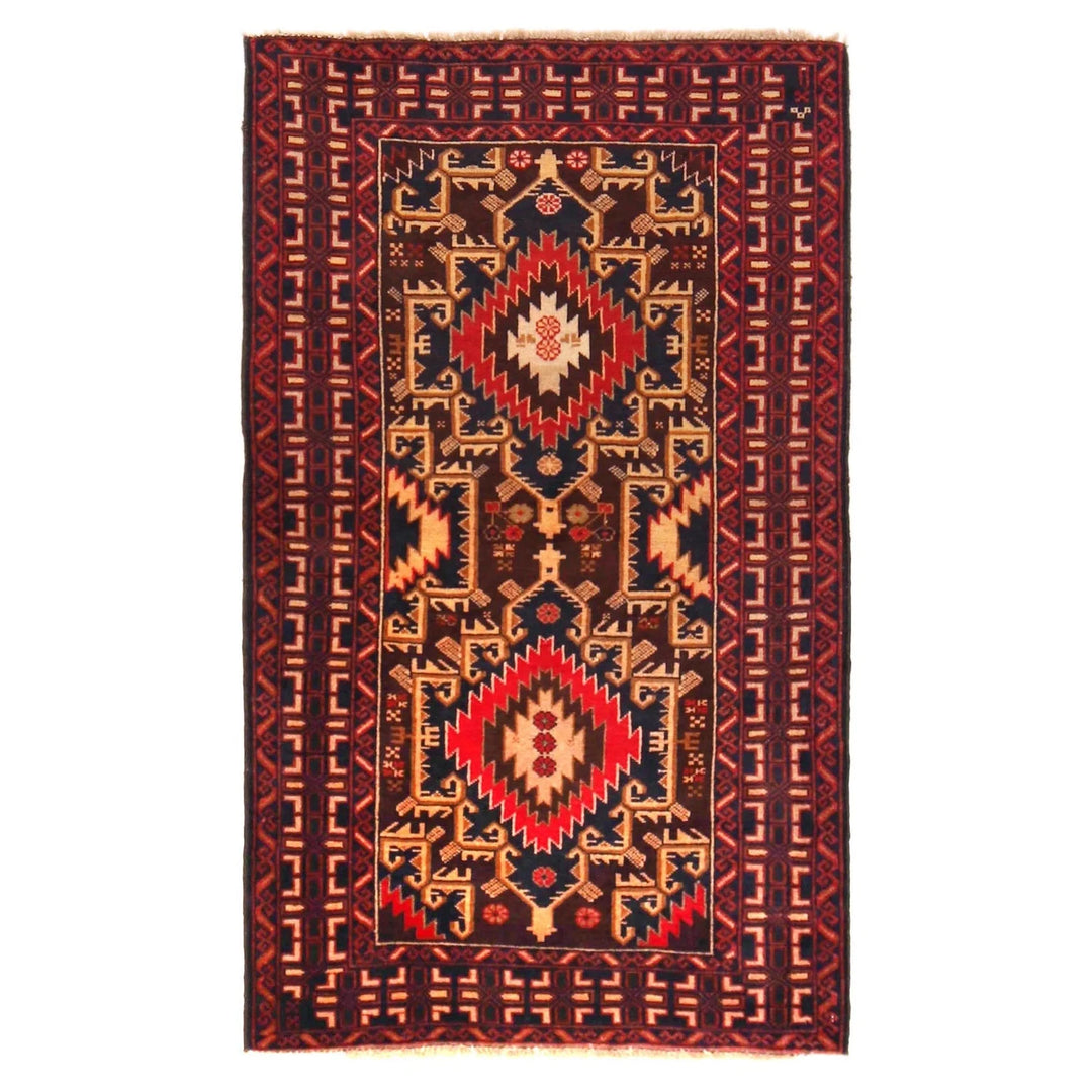 Afghan Baluchi Rug 2' 10" x 4' 10" Hand-Knotted | No. AL80641