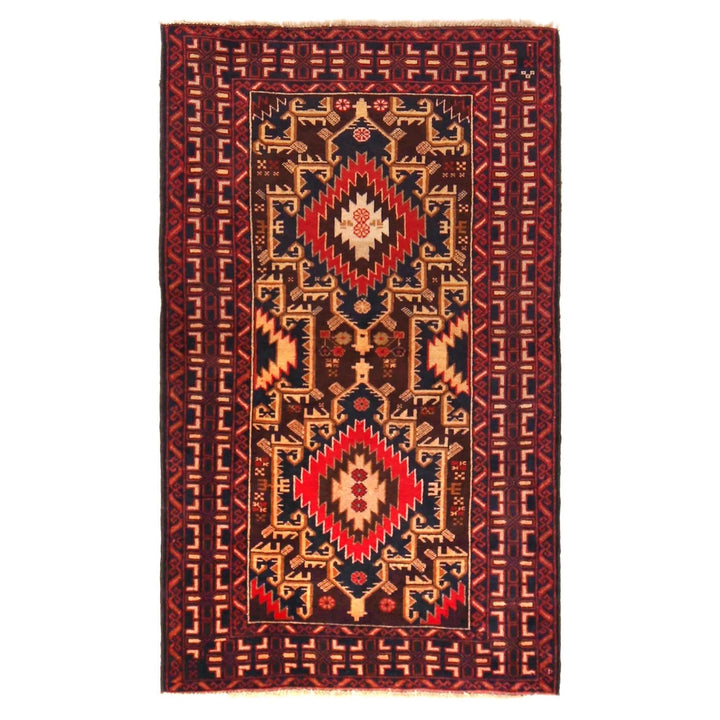 Afghan Baluchi Rug 2' 10" x 4' 10" Hand-Knotted | No. AL80641