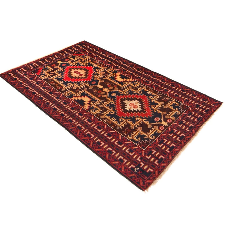 Afghan Baluchi Rug 2' 10" x 4' 10" Hand-Knotted | No. AL80641