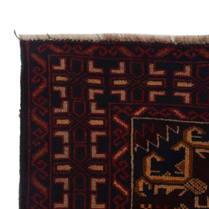 Afghan Baluchi Rug 2' 10" x 4' 10" Hand-Knotted | No. AL80641