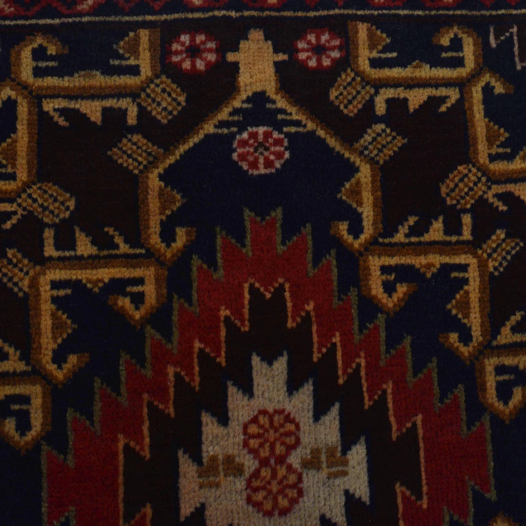 Afghan Baluchi Rug 2' 10" x 4' 10" Hand-Knotted | No. AL80641