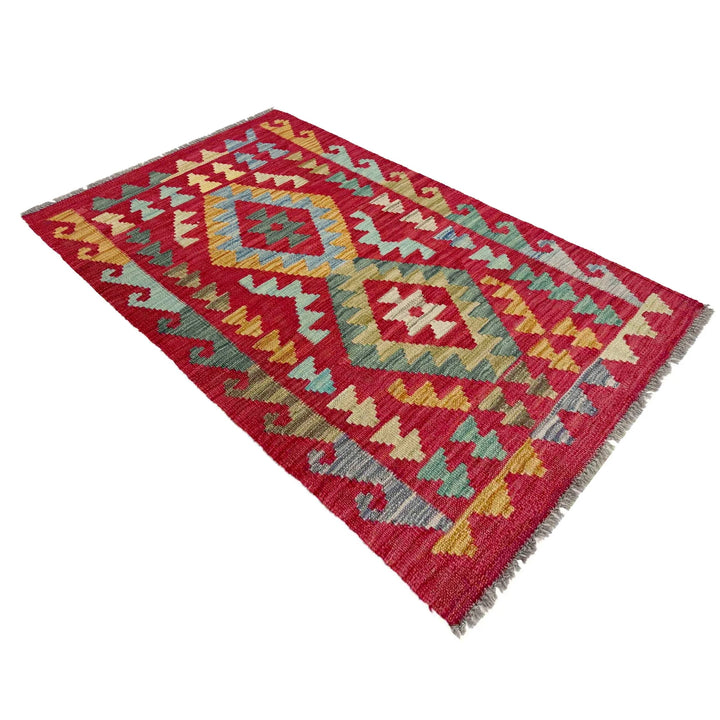Afghan Vegetable Kilim Rug 2' 3" x 4' 2" Flat-Weave | No. AL806433