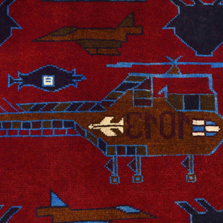 Afghan War Rug 3' 5" x 4' 10" Hand-Knotted | No. AL80647