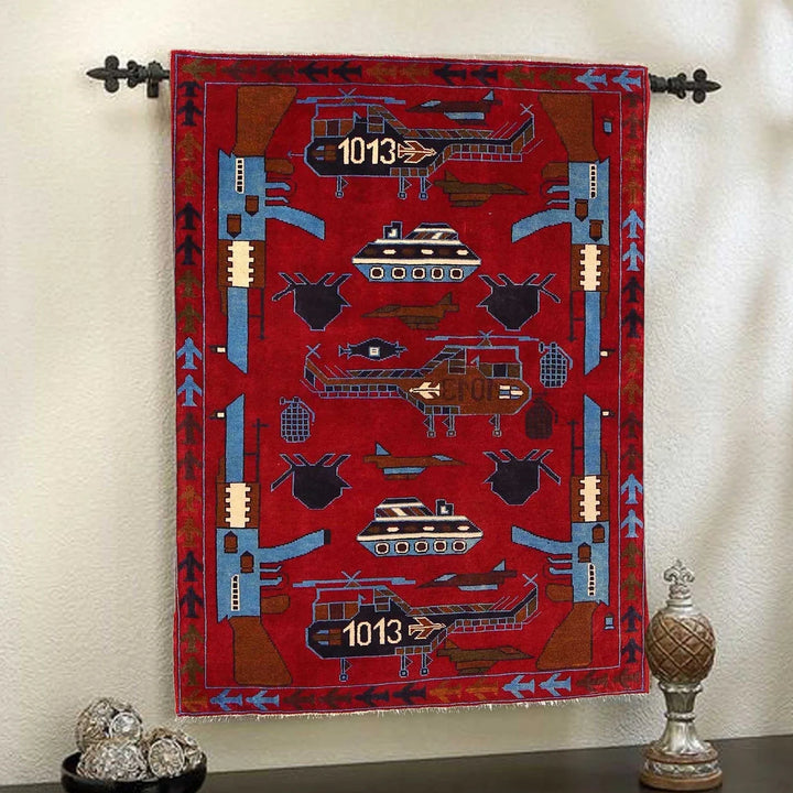 Afghan War Rug 3' 5" x 4' 10" Hand-Knotted | No. AL80647