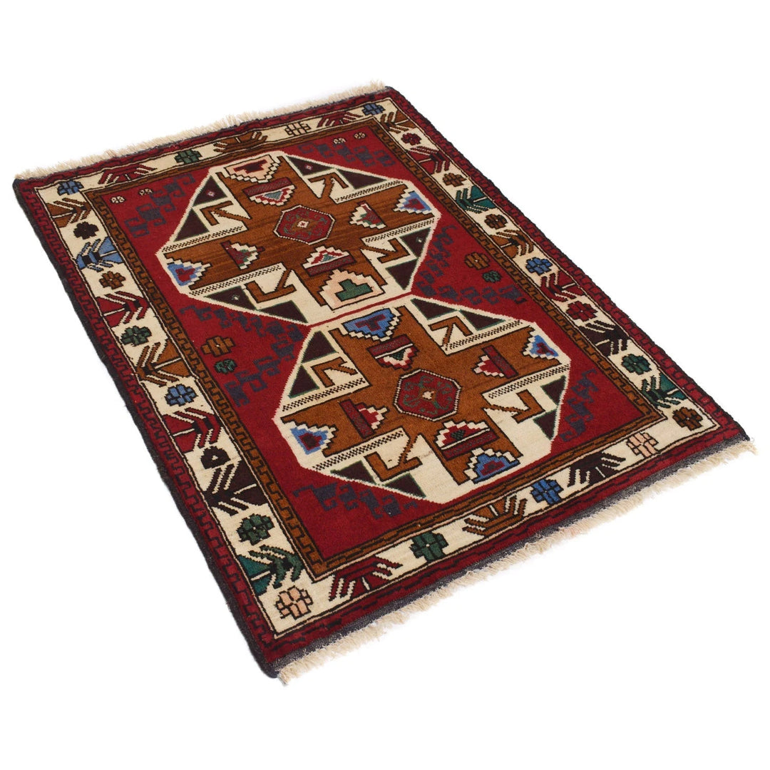 Afghan Baluchi Rug 3' 1" x 3' 11" Hand-Knotted | No. AL80766