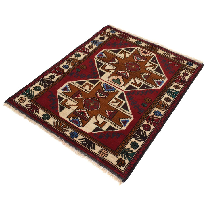 Afghan Baluchi Rug 3' 1" x 3' 11" Hand-Knotted | No. AL80766