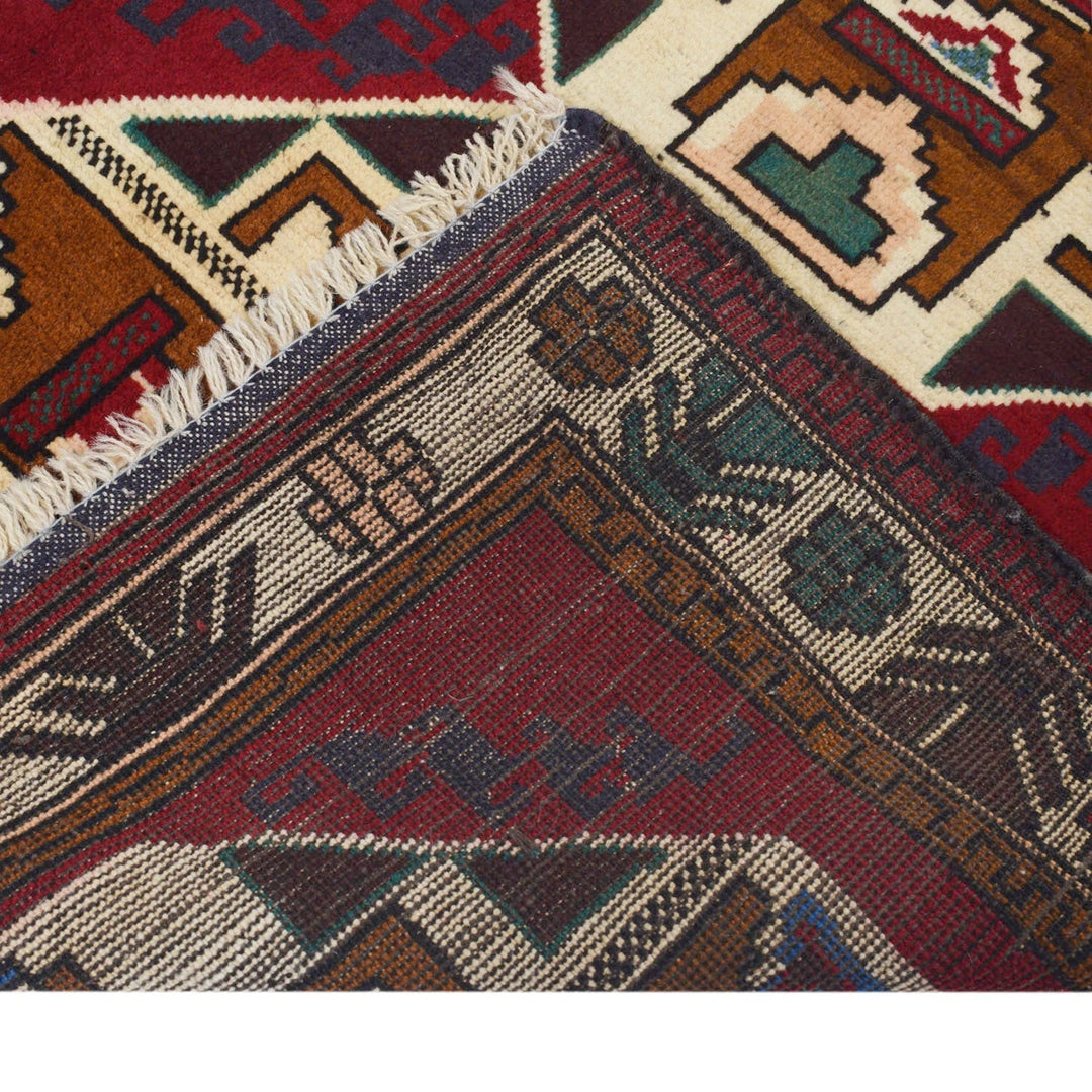 Afghan Baluchi Rug 3' 1" x 3' 11" Hand-Knotted | No. AL80766