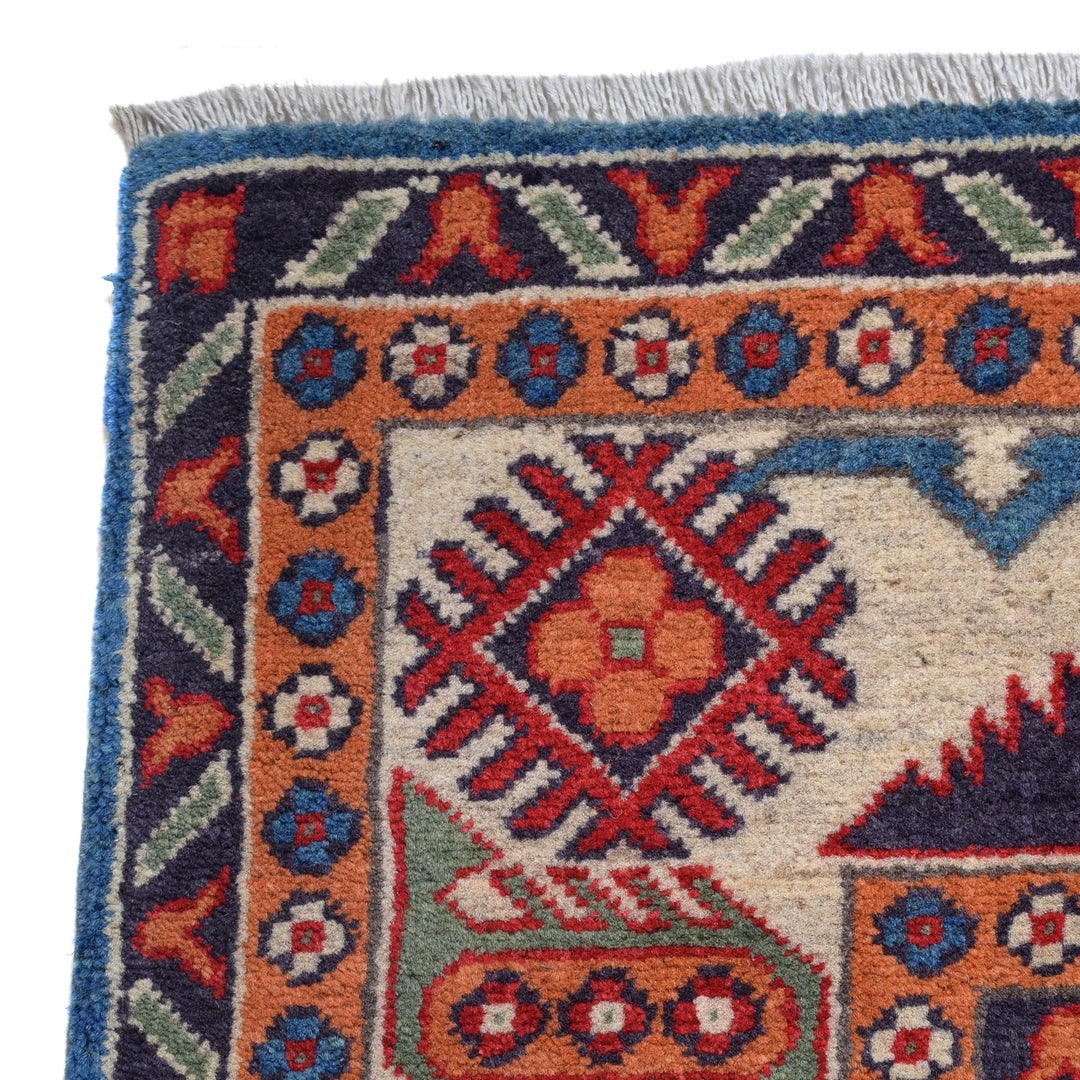 Blue Afghan Kazak Rug 6' 9" x 9' 7" Hand-Knotted | No. AL80767