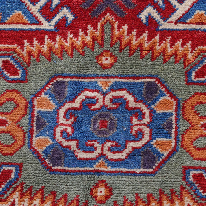 Blue Afghan Kazak Rug 6' 9" x 9' 7" Hand-Knotted | No. AL80767