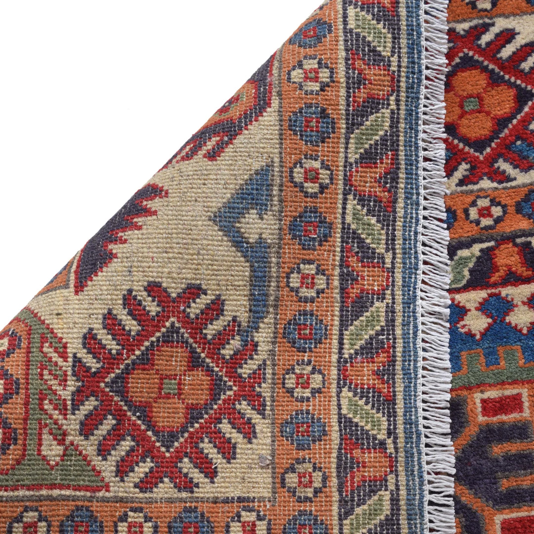 Blue Afghan Kazak Rug 6' 9" x 9' 7" Hand-Knotted | No. AL80767