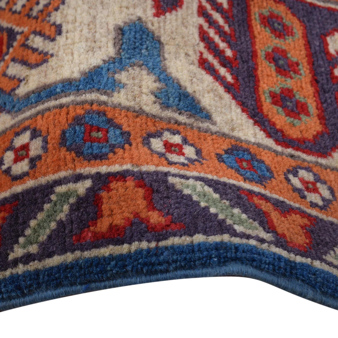 Blue Afghan Kazak Rug 6' 9" x 9' 7" Hand-Knotted | No. AL80767