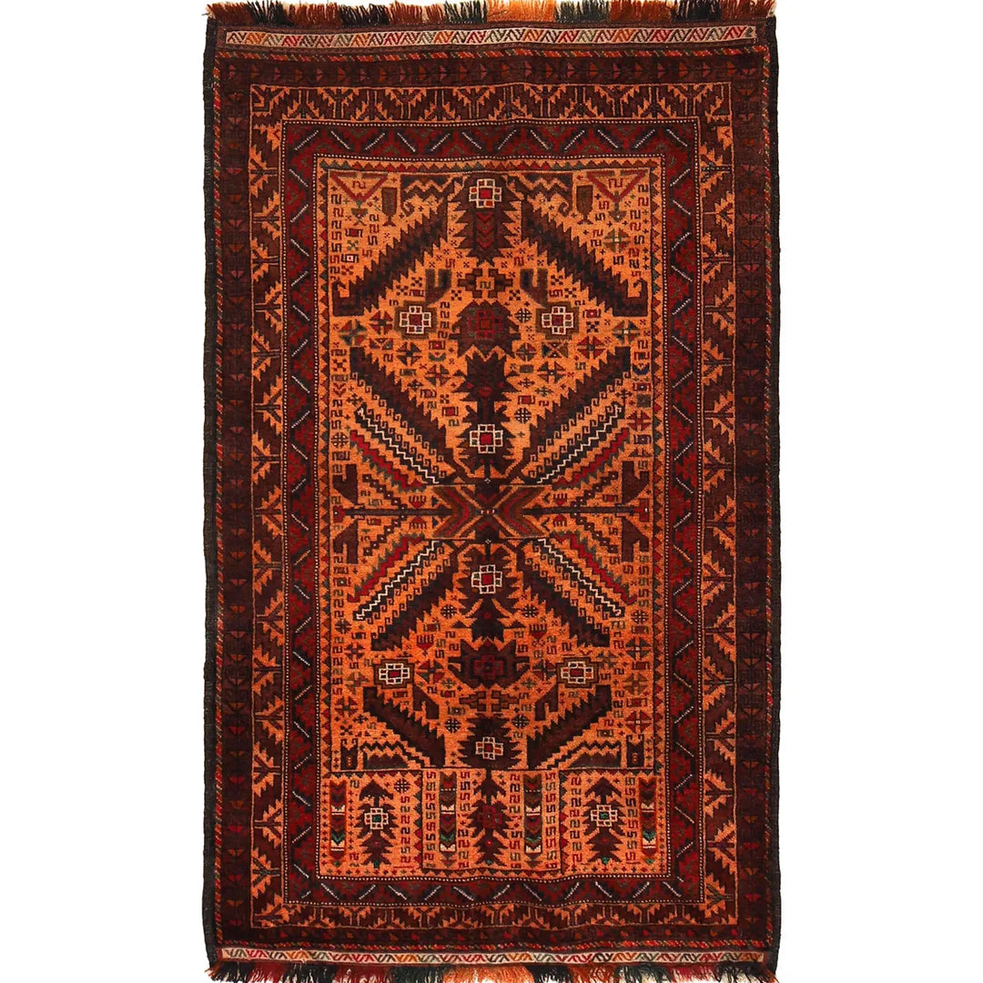 Afghan Baluchi Rug 2' 11" x 5' 1" Hand-Knotted | No. AL80768