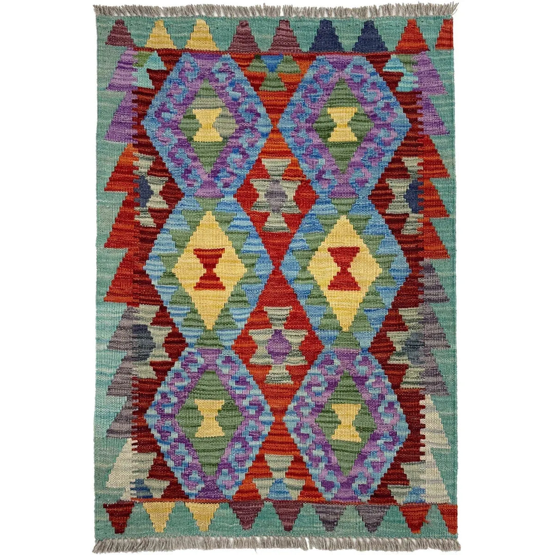 Afghan Kilim Rug 1' 10" x 2' 10" Flat-Weave | No. AL80851