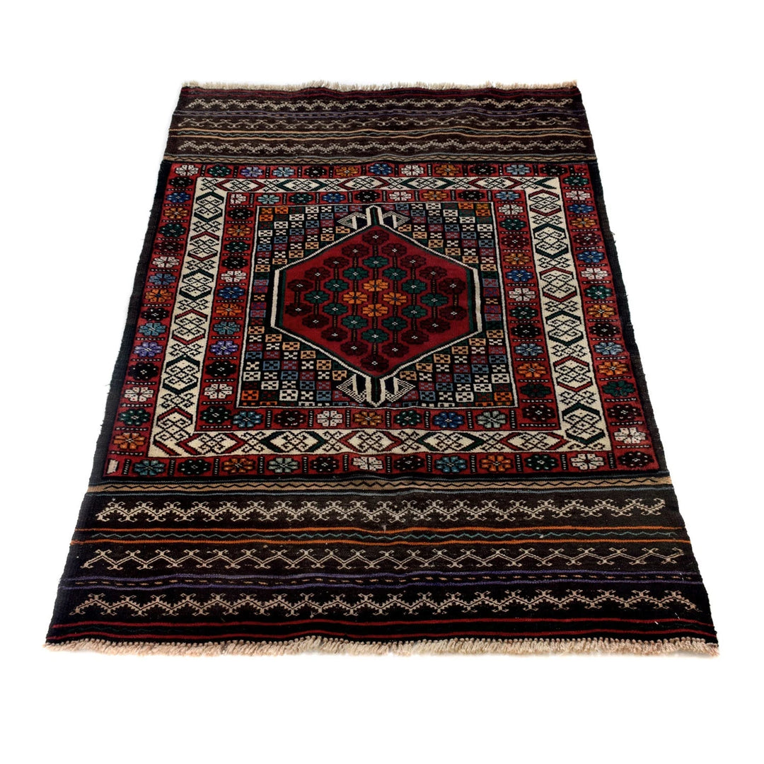 Afghan Baluchi Rug 3' 1" x 4' 11" Hand-Knotted | No. AL80870