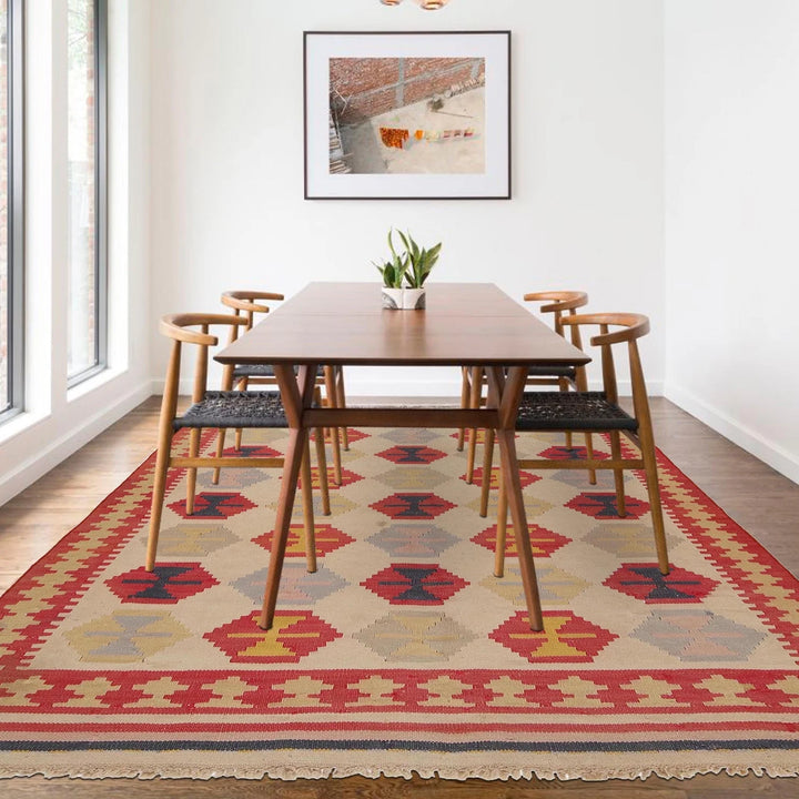 Afghan Kilim Rug 5' 3" x 7' 7" Flat-Weave | No. AL80876