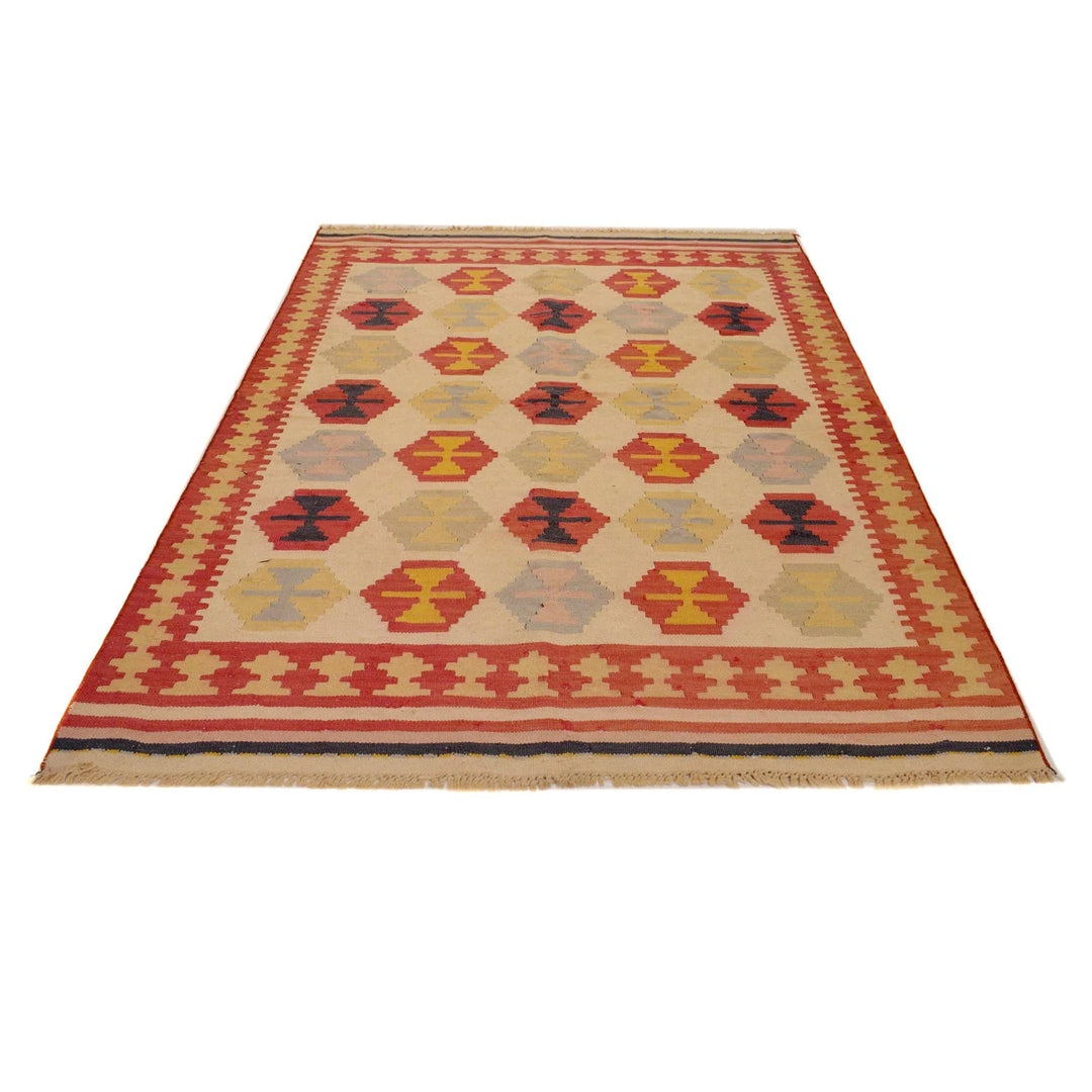 Afghan Kilim Rug 5' 3" x 7' 7" Flat-Weave | No. AL80876