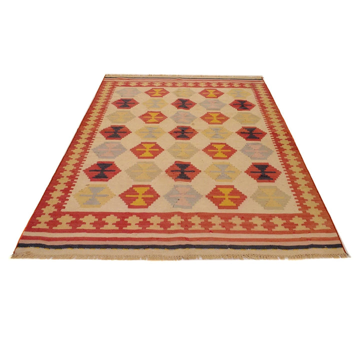 Afghan Kilim Rug 5' 3" x 7' 7" Flat-Weave | No. AL80876