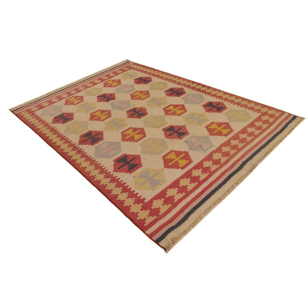 Afghan Kilim Rug 5' 3" x 7' 7" Flat-Weave | No. AL80876