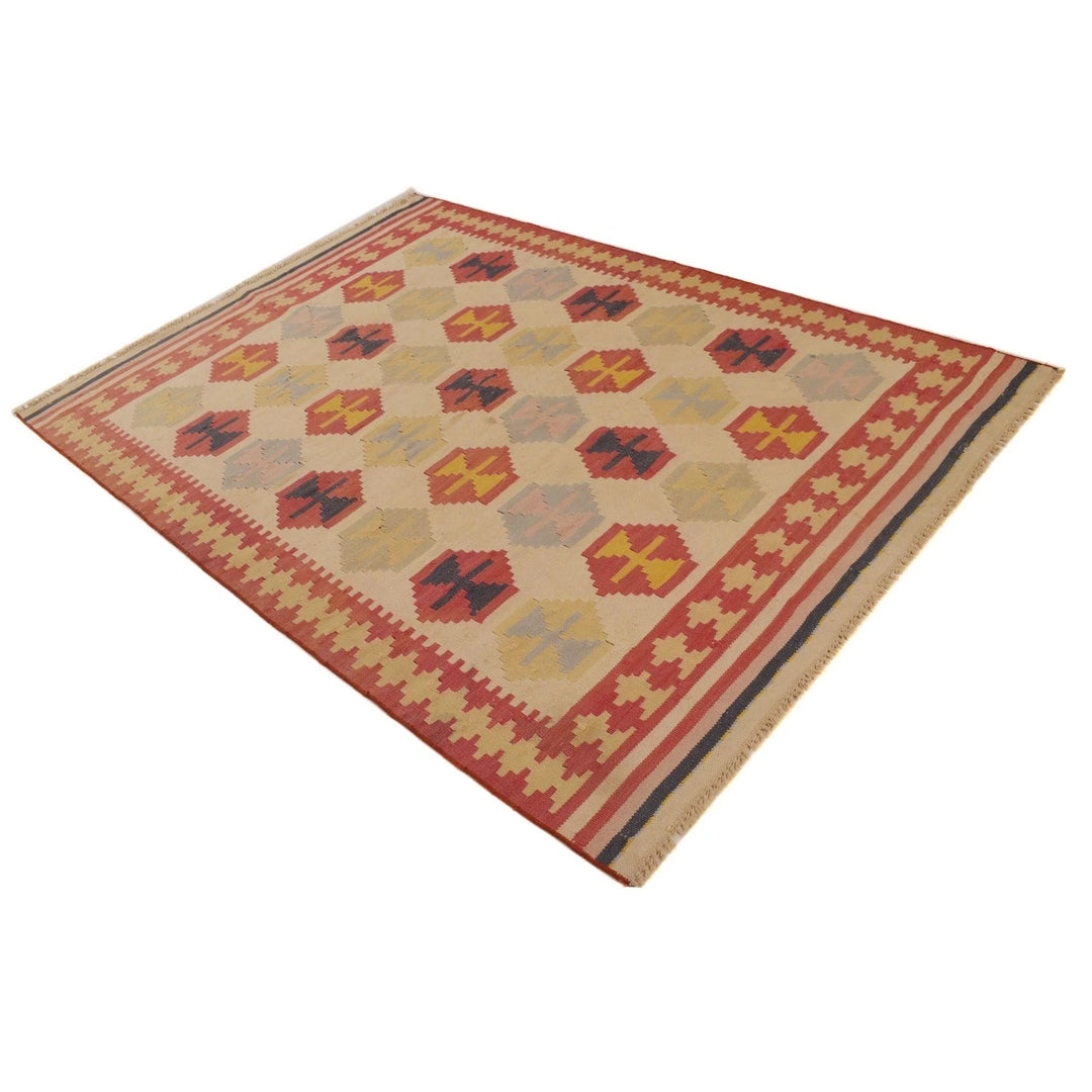 Afghan Kilim Rug 5' 3" x 7' 7" Flat-Weave | No. AL80876