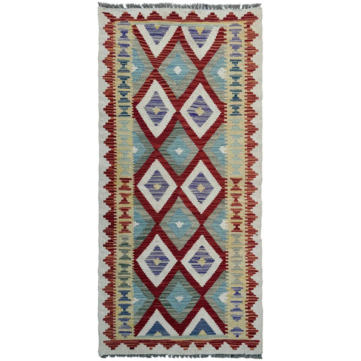 Afghan Vegetable Kilim Rug 2' 6" x 6' 4" Flat-Weave | No. AL810188