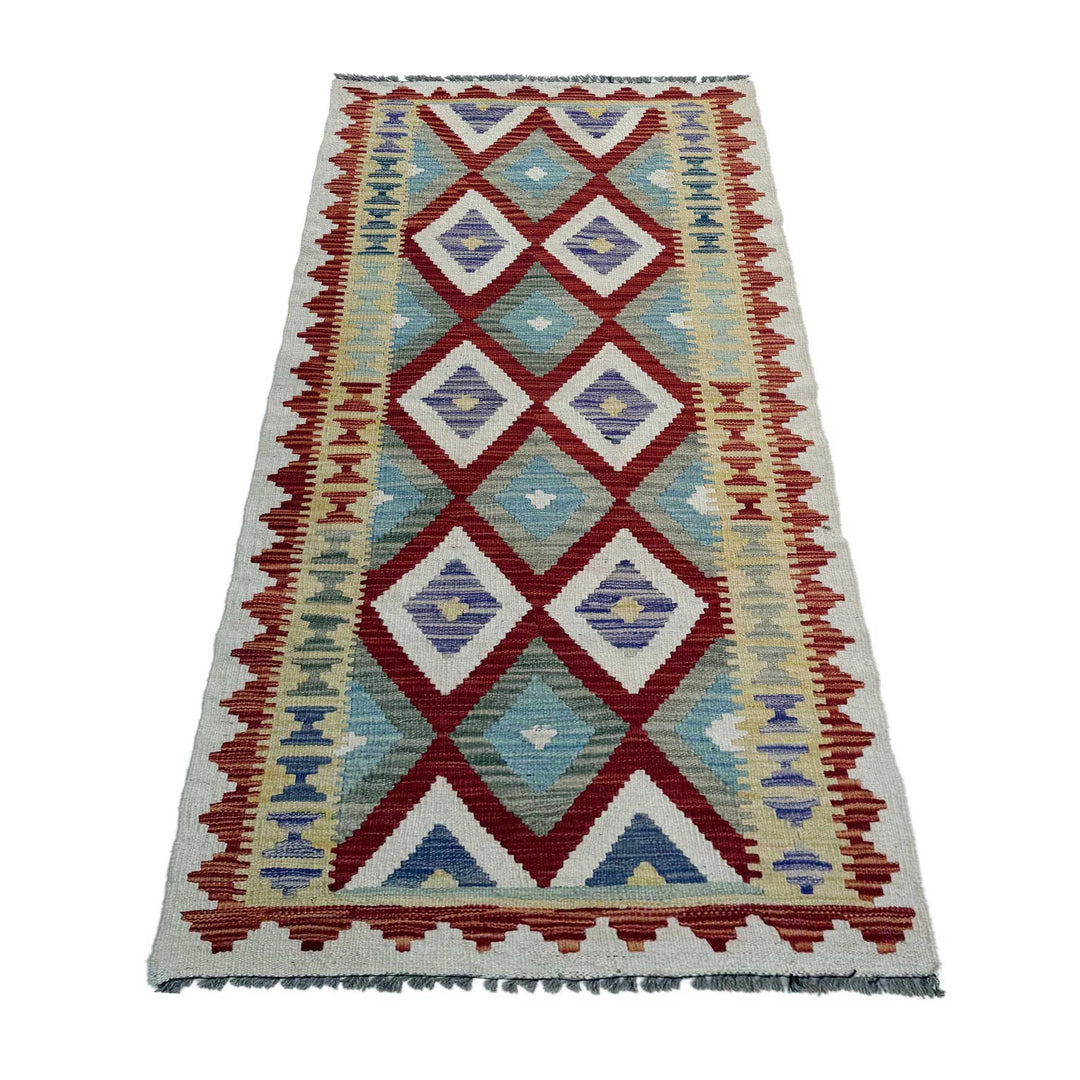Afghan Vegetable Kilim Rug 2' 6" x 6' 4" Flat-Weave | No. AL810188
