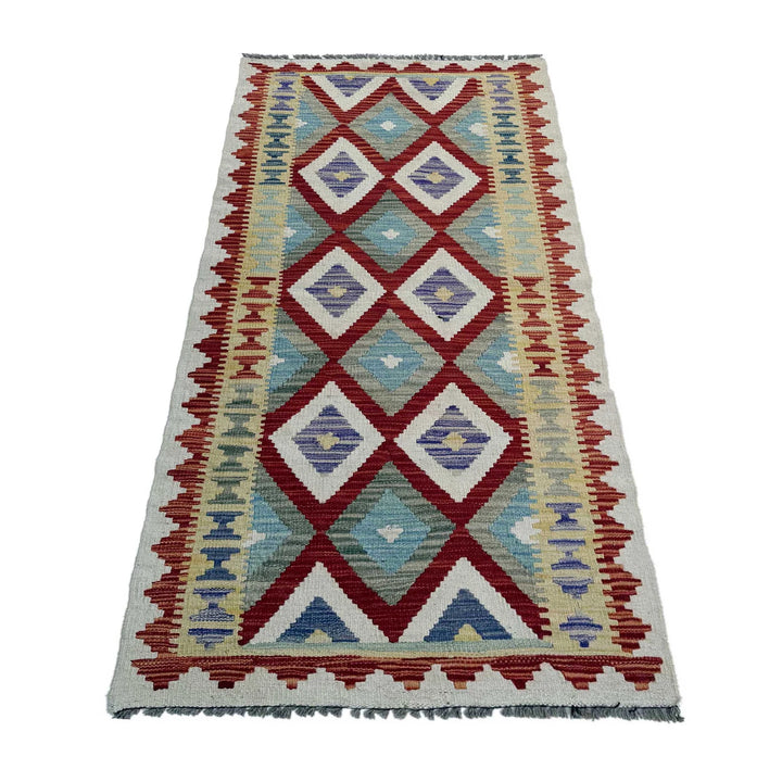 Afghan Vegetable Kilim Rug 2' 6" x 6' 4" Flat-Weave | No. AL810188