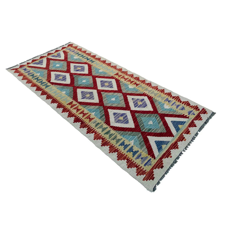Afghan Vegetable Kilim Rug 2' 6" x 6' 4" Flat-Weave | No. AL810188