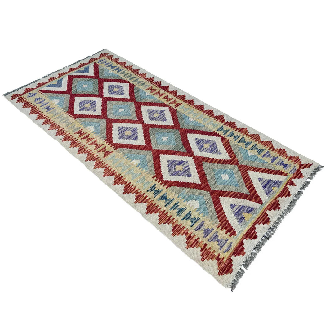 Afghan Vegetable Kilim Rug 2' 6" x 6' 4" Flat-Weave | No. AL810188