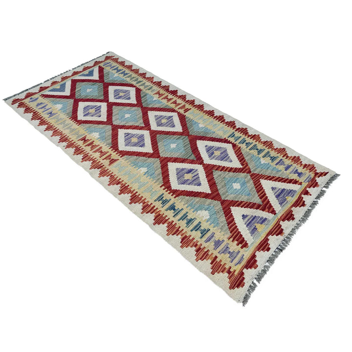 Afghan Vegetable Kilim Rug 2' 6" x 6' 4" Flat-Weave | No. AL810188