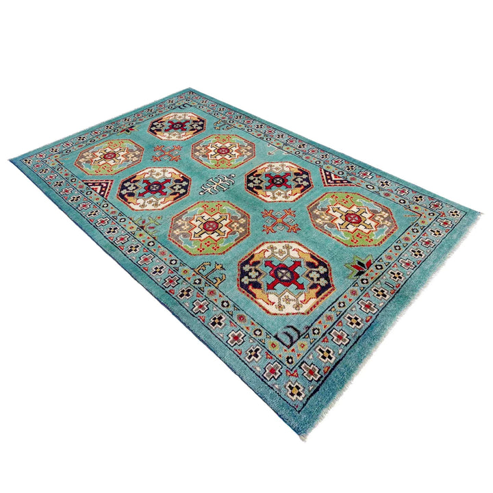 Blue Afghan Oriental Rug 3' 0" x 4' 9" Hand-Knotted | No. AL81093