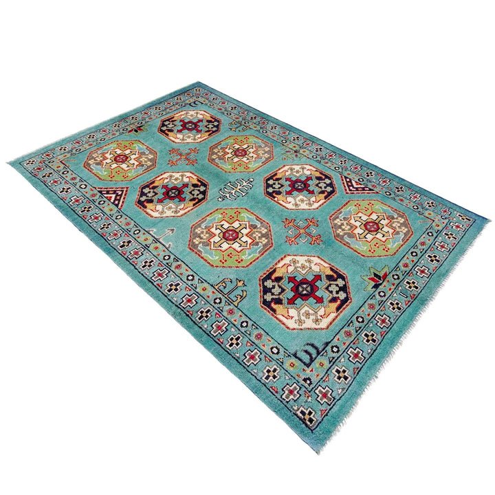 Blue Afghan Oriental Rug 3' 0" x 4' 9" Hand-Knotted | No. AL81093