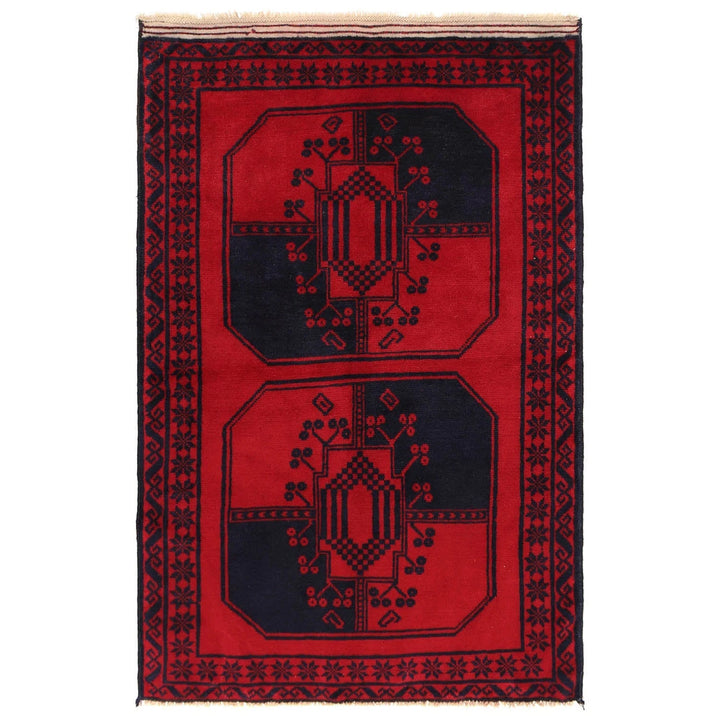 Red Afghan Baluchi Rug 2' 10" x 4' 4" Hand-Knotted | No. AL81098