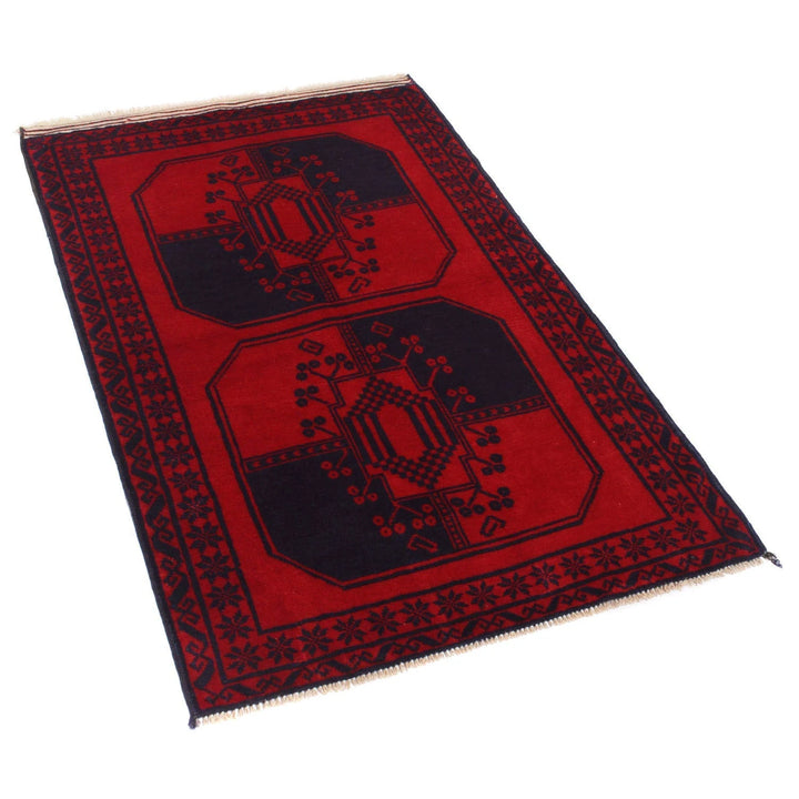 Red Afghan Baluchi Rug 2' 10" x 4' 4" Hand-Knotted | No. AL81098