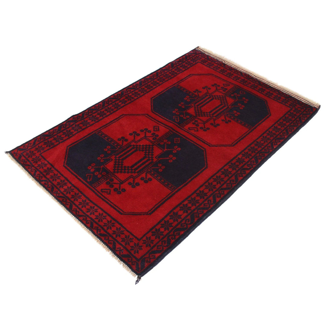 Red Afghan Baluchi Rug 2' 10" x 4' 4" Hand-Knotted | No. AL81098