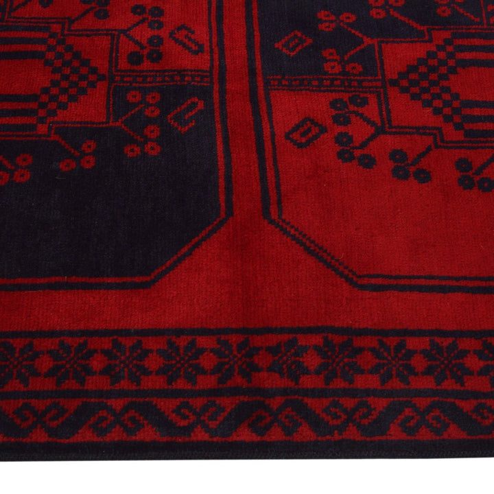 Red Afghan Baluchi Rug 2' 10" x 4' 4" Hand-Knotted | No. AL81098