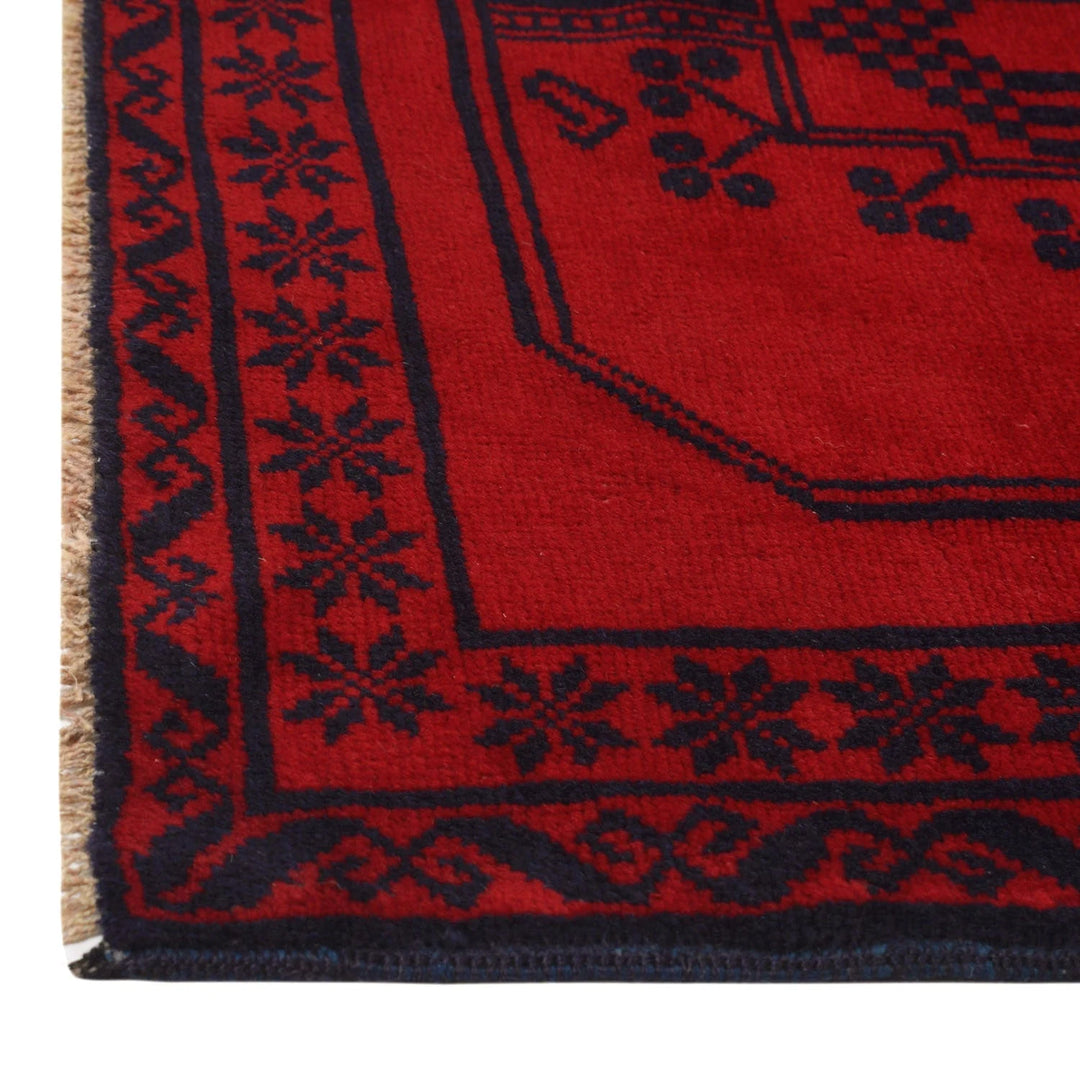 Red Afghan Baluchi Rug 2' 10" x 4' 4" Hand-Knotted | No. AL81098