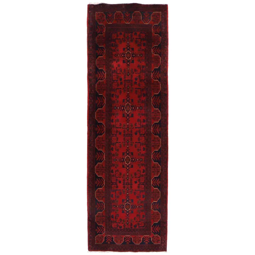 Red Afghan Khal Mohammadi Rug 2' 8" x 8' 10" Hand-Knotted | No. AL81100