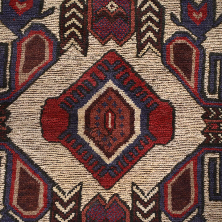 Beige Afghan Barjasta Rug 4' " x 5' 9" Hand-Knotted | No. AL81136