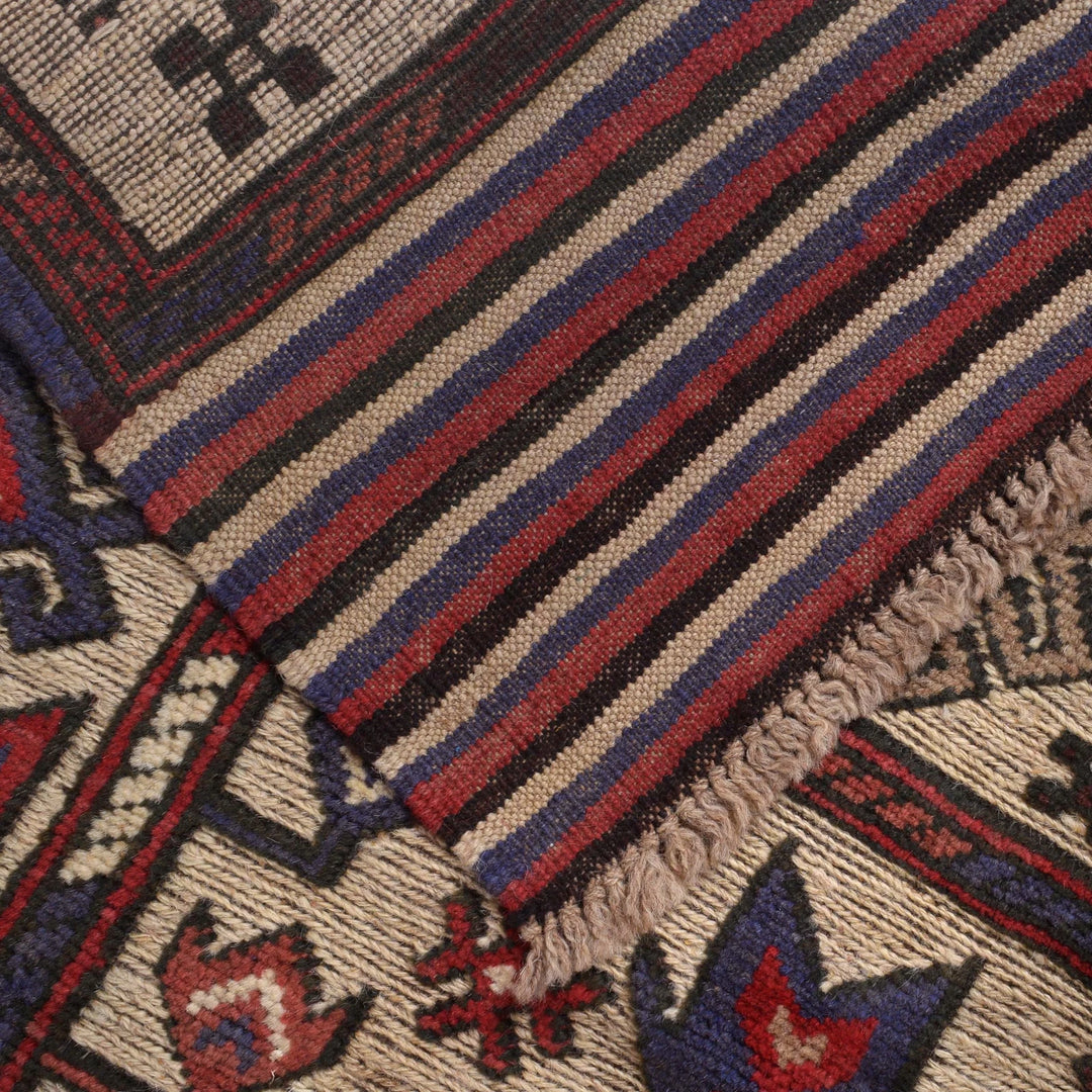 Beige Afghan Barjasta Rug 4' " x 5' 9" Hand-Knotted | No. AL81136