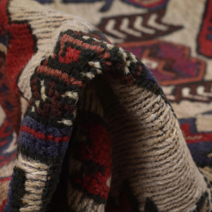 Beige Afghan Barjasta Rug 4' " x 5' 9" Hand-Knotted | No. AL81136