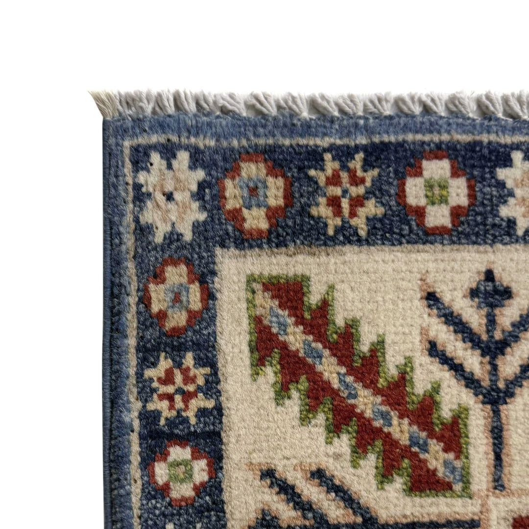 Blue Afghan Kazak Rug 2' 8" x 9' 9" Hand-Knotted | No. AL81162