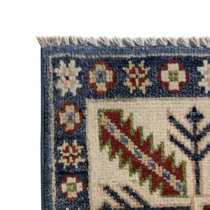 Blue Afghan Kazak Rug 2' 8" x 9' 9" Hand-Knotted | No. AL81162