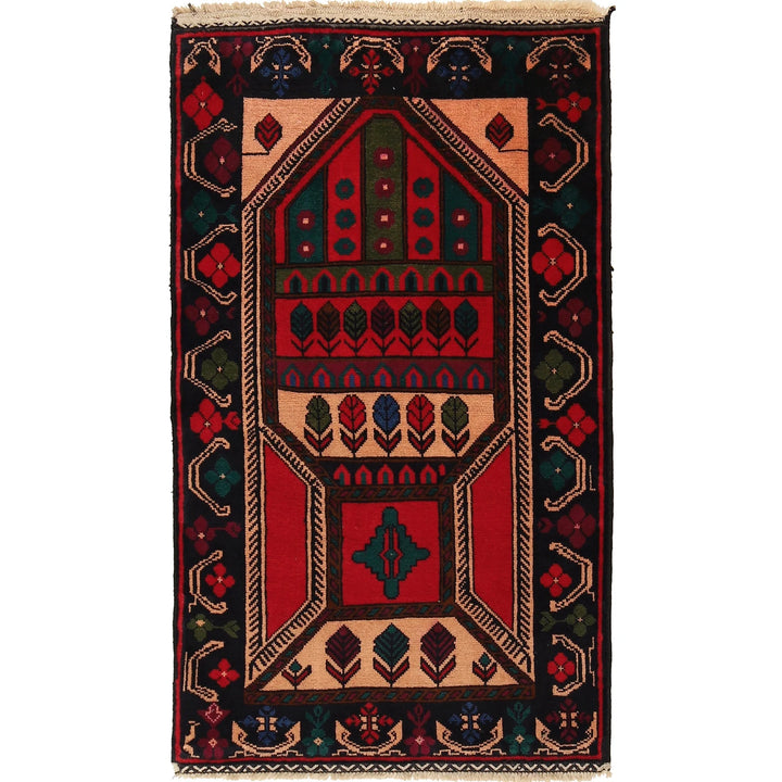 Afghan Prayer Rug 2' 9" x 4' 9" Hand-Knotted | No. AL81204