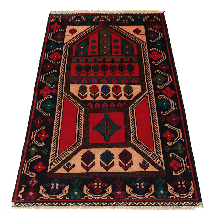Afghan Prayer Rug 2' 9" x 4' 9" Hand-Knotted | No. AL81204