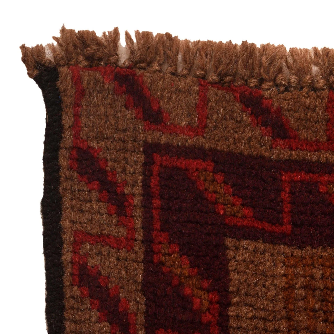Brown Afghan Baluchi Rug 2' 9" x 4' 4" Hand-Knotted | No. AL81351