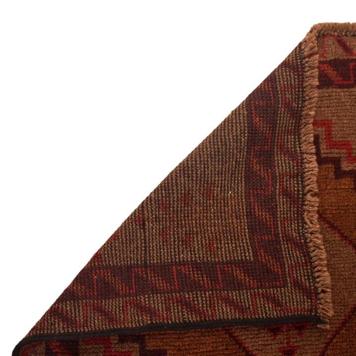 Brown Afghan Baluchi Rug 2' 9" x 4' 4" Hand-Knotted | No. AL81351